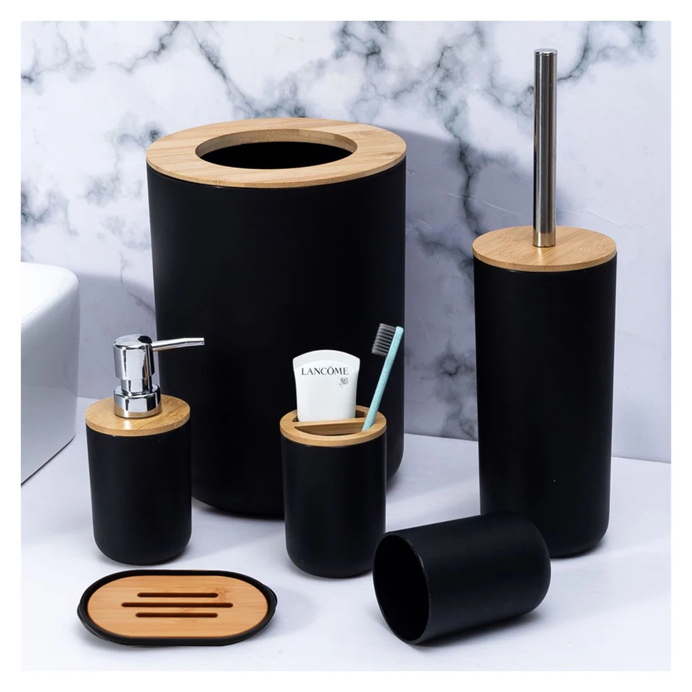 kf-S22f2b05fd75843a38fb1311bdda97f4f5-Black-Bathroom-Accessories-Sets-Toothbrush-Holder-Soap-Dispenser-Toilet-Brush-Trash-Can-Toothpaste-Dispenser-Bathroom-Essential